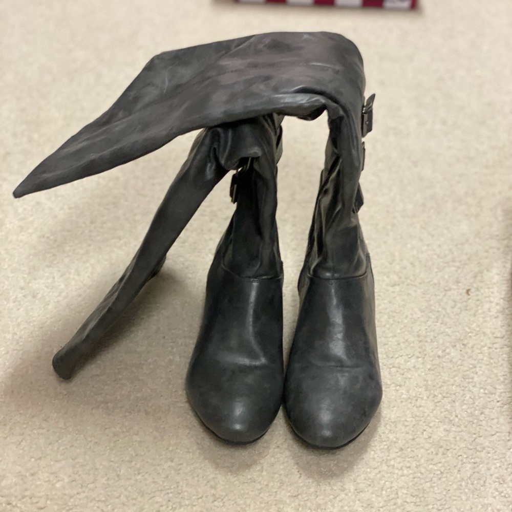 Size 8 Madden Girl charcoal grey  leather size 8 knee high